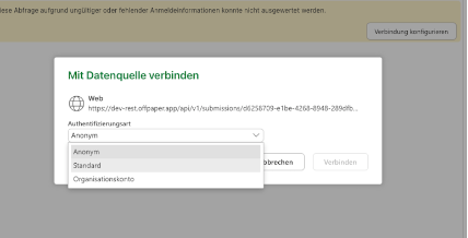 Fehlermeldung, dass der Header X-Api-Key nur bei anonymer Verbindung unterstützt wird