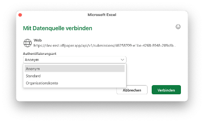 Auswahl einer anderen Authentifizierungsmethode als Anonym, die zu diesem Fehler führt