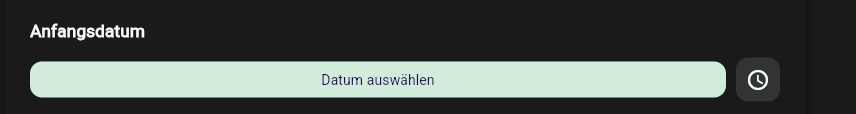 Baustein Datum / Uhrzeit beim Ausfüllen in der App-Webansicht mit dem Button Datum auswählen und dem Symbol für das aktuelle Datum