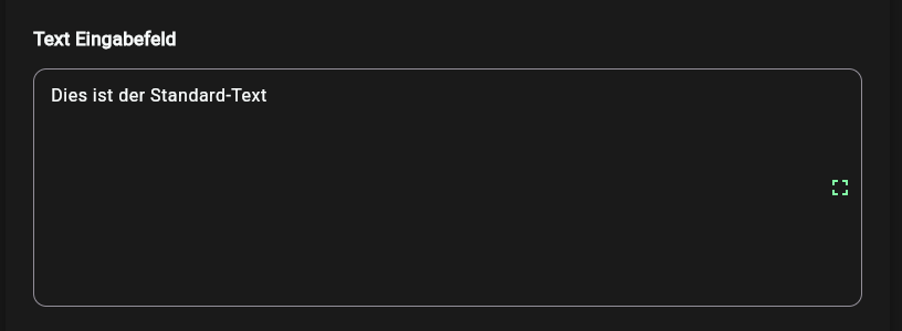 Baustein Text Eingabe beim Ausfüllen in der App-Webansicht, mit vorbelegtem Standardtext