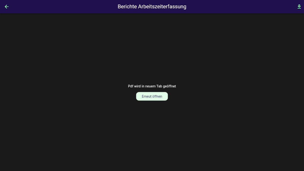 Hinweis "Pdf wird in neuem Tab geöffnet" mit dem Button Erneut öffnen und dem Download-Symbol oben rechts, wie er in der Webansicht nach dem Antippen einer "Formular abgesendet"-Karte erscheint