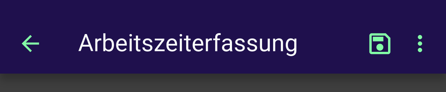 Kopfleiste eines geöffneten Formulars mit dem grünen Diskettensymbol für das automatische Zwischenspeichern neben dem Drei-Punkte-Menü